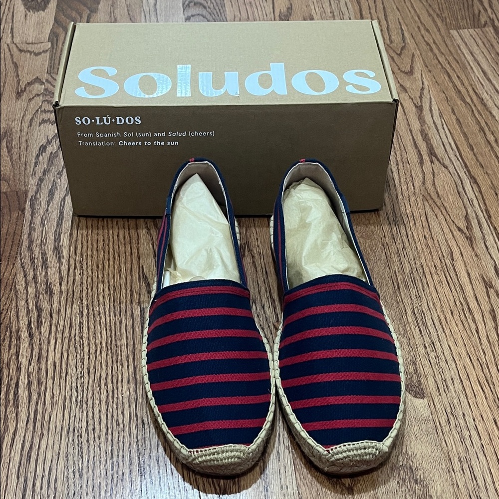 Soludos Men's Original Navy and Red Striped Espadrilles